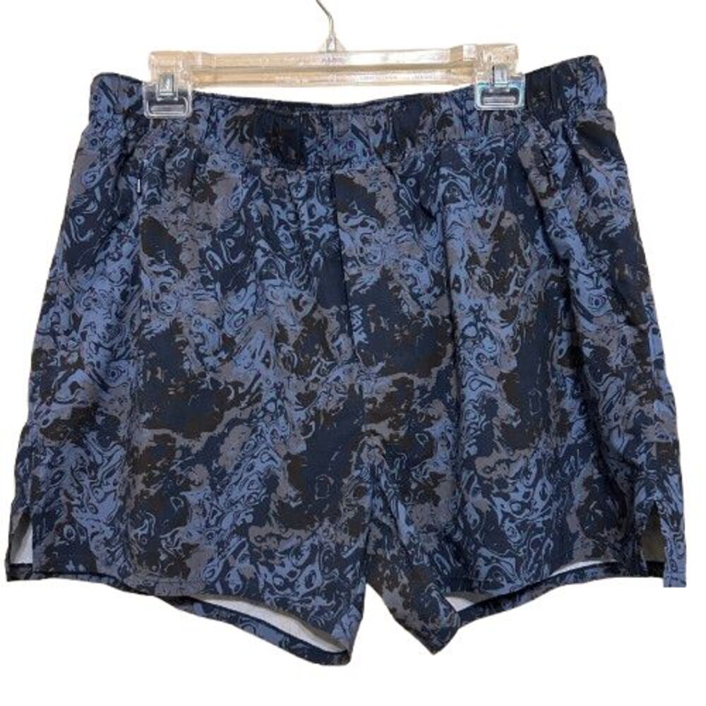 Athletegy Quad Shorts Mens XL Blue Camo 4" Inseam Lined Workout Running